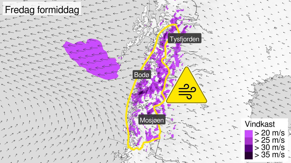Trafikkmeldinger, Farevarsel | Farevarsel: Advarer om kraftige vindkast på fredag