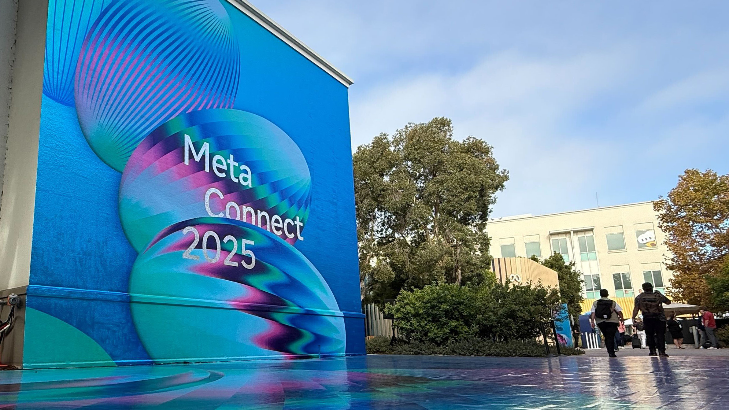Et Meta Connect 2025-banner p&aring; en bygning i New York City