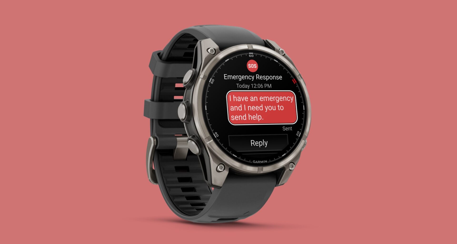 Garmin Fenix 8 Pro watch on salmon background