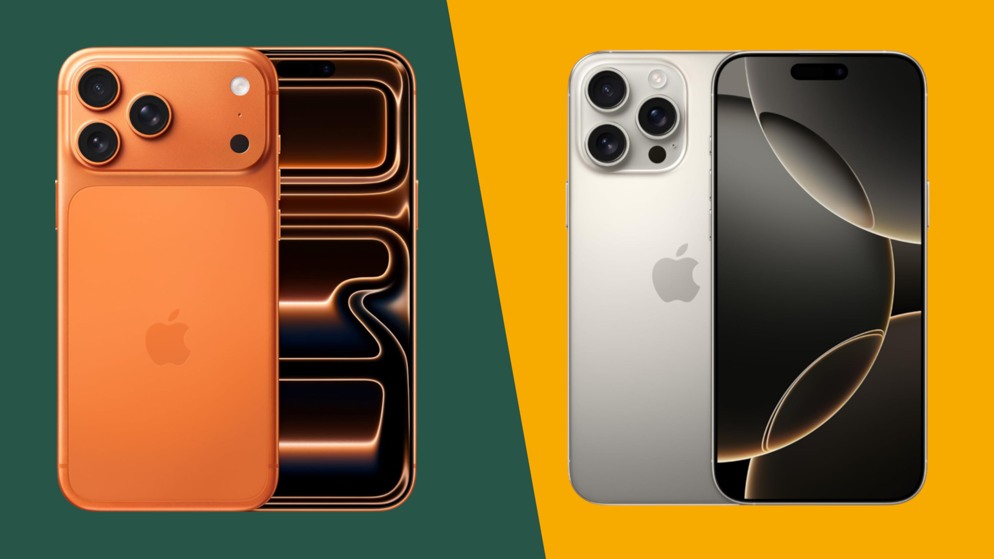 iPhone 17 Pro Max ved siden av iPhone 16 Pro Max