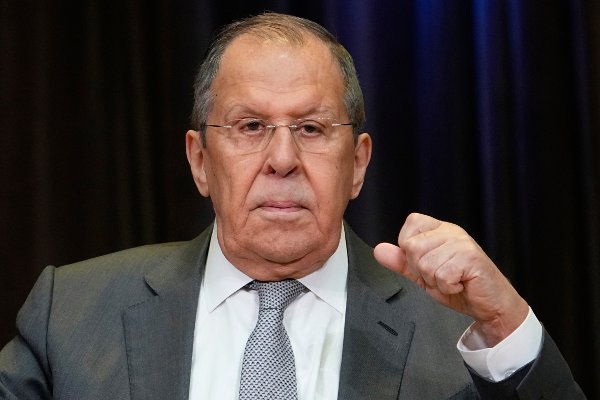 Russian Foreign Minister Sergey Lavrov pauses while speaking at an opening ceremony of the school year beginning in the MGIMO (Moscow State University for Foreign Relations) in Moscow, Russia, on Monday, Sept. 8, 2025. (AP Photo/Pavel Bednyakov)