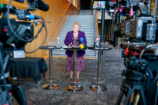 Gardermoen  20250912. 
Erna Solberg går av som partileder under Høyres sentralstyremøte fredag. 
Foto: Gorm Kallestad / NTB
