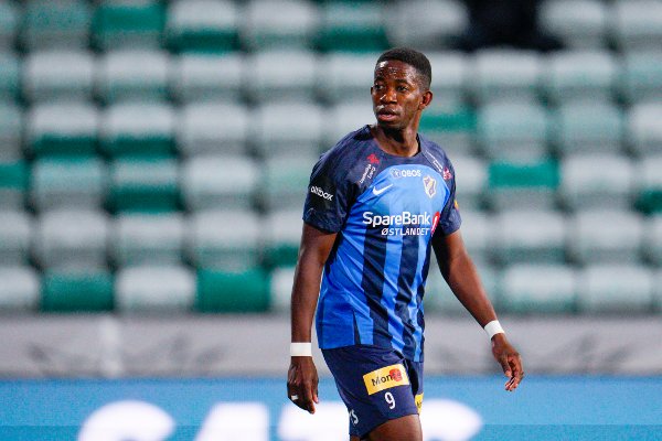 Bekkestua 20231004. 
Stabæks Mushaga Bakenga under eliteseriekampen i fotball mellom Stabæk og HamKam på Nadderud stadion.
Foto: Javad Parsa / NTB