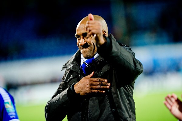 Sarpsborg  20141109.
Eliteserien fotball 2014: Sarpsborg - Lillestrøm (3-2). Sarpsborgs trener Brian Deane etter eliteseriekampen mellom Sarpsborg og Lillestrøm på Sarpsborg stadion søndag kveld.
Foto: Jon Olav Nesvold / NTB