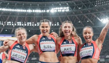 De norske stafett­jen­tene satte ny norsk rekord – ble nummer seks i VM-fina­len