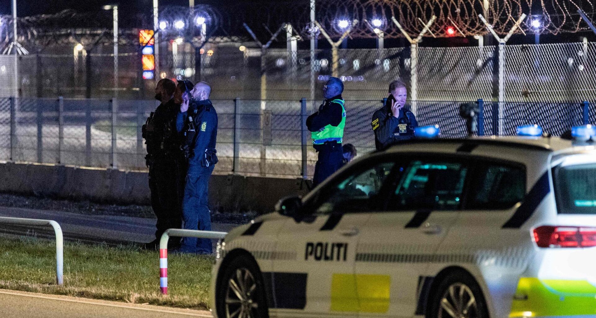 Politiet på plass ved Kastrup mandag kveld.