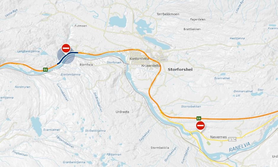 Trafikkmeldinger, E6 | Her blir E6 stengt en halv måned. Kan bli 15 minutter ventetid