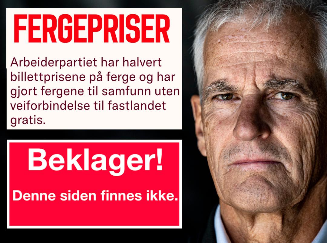 Ap reklamerte for gratis ferge på hjemmesiden: Nå er nettsiden borte