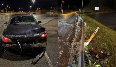 Trafikkuhell, Politi | Bil kjørte i autovernet på E6