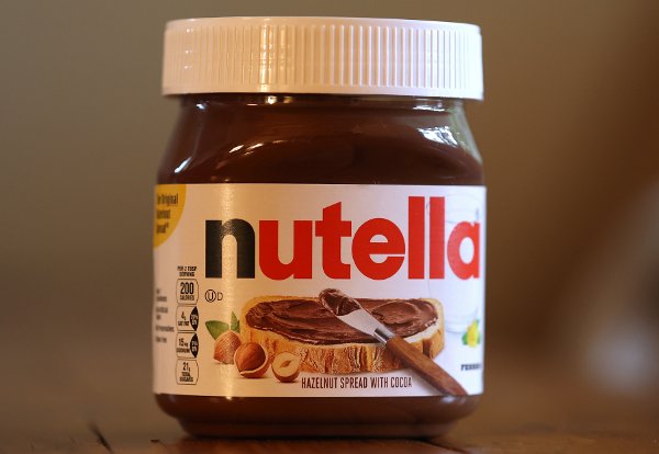 SAN ANSELMO, CALIFORNIA - MARCH 27: In this photo illustration, a container of Nutella hazelnut spread made by the Ferrero company is displayed on March 27, 2024 in San Anselmo, California. (Photo Illustration by Justin Sullivan/Getty Images)