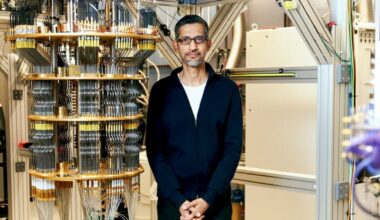 Google-sjef Sundar Pichai i selskapets kvantelaboratorium
