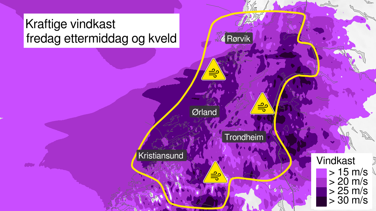 Vær, Kraftige vindkast | Nytt farevarsel: Kraftig vind