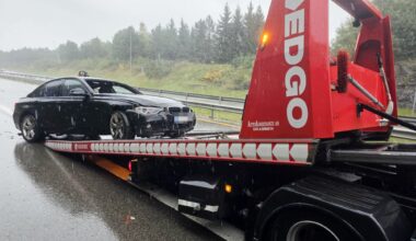 Sande, Trafikk | Bil veltet på E18