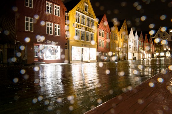 Bryggen i bergen, regn 
