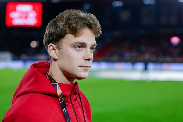 Bergen 20251023. 
Branns Felix Horn Myhre før UEFA Europa Leauge-kampen kampen mellom SK Brann og Rangers på Brann stadion.
Foto: Paul S. Amundsen / NTB