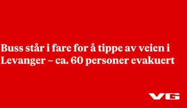 Buss står i fare for å tippe av veien i Levanger – ca. 60 personer evakuert