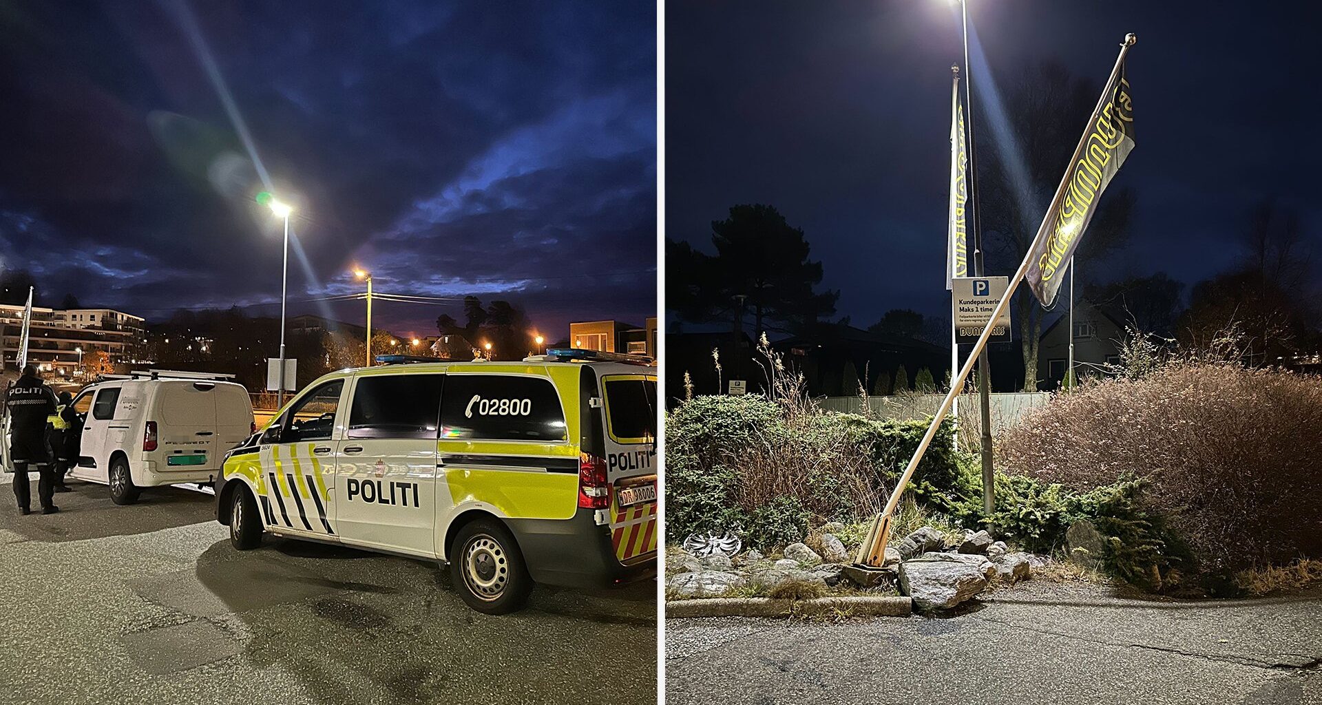 Nyheter, Politi | Bil kjørte inn i flaggstang