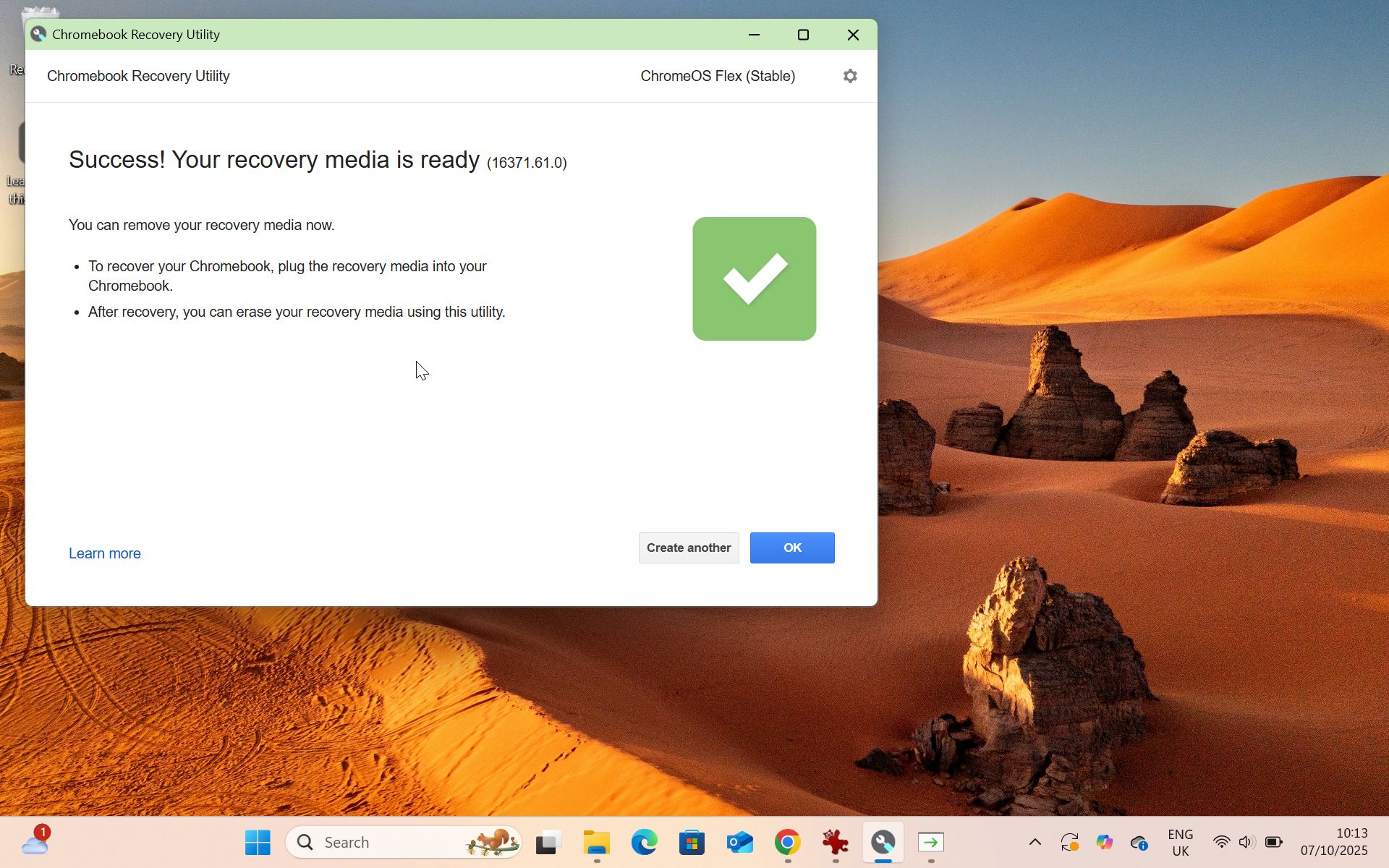 Screenshot showing the process of turning a laptop into a Chromebook