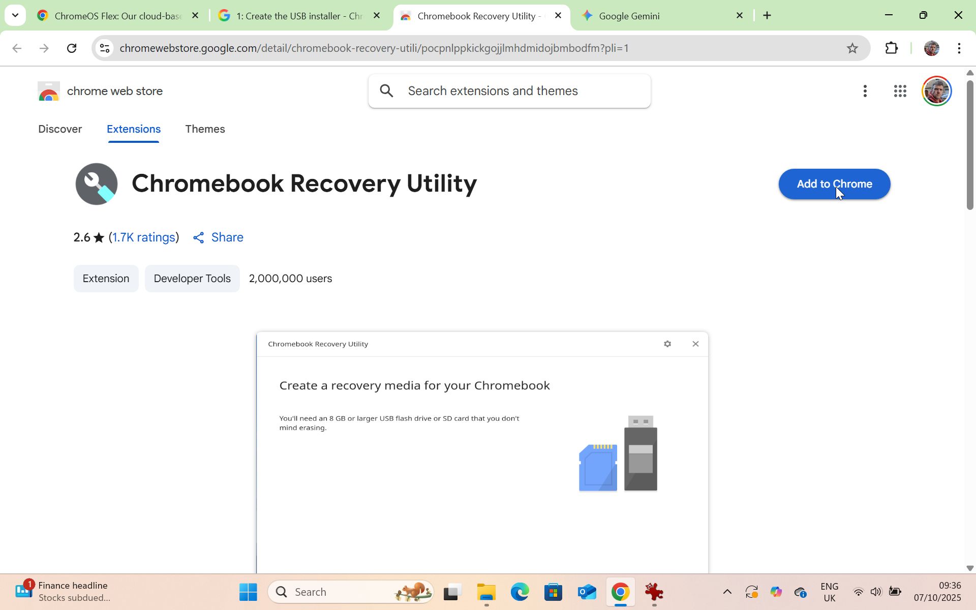 Screenshot showing the process of turning a laptop into a Chromebook