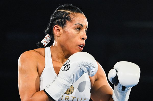 Lillestrøm 20251004. 
Cecilia Brækhus under kampen mot slovenske Ema Kozin under boksestevnet The Final Bell i Nova Spektrum lørdag.
Foto: Annika Byrde / NTB