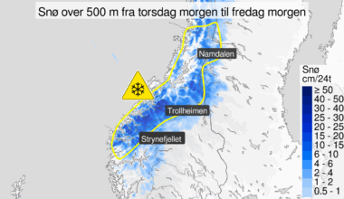 Vær, Farevarsel | Kan komme 25 cm snø