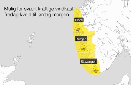 Vær, Haugesund | Varsler vindkast opp mot 40 m/s: – Vurderer oransje farevarsel