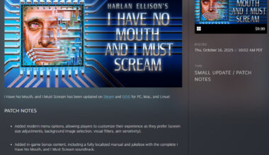 får endelig oppdatering fra Nightdive StudiosHarlan - I Have No Mouth, And I Must Scream