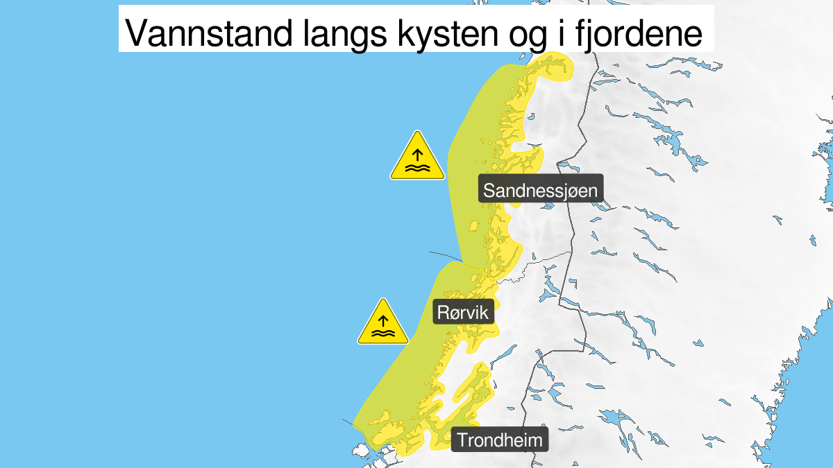 Gult farevarsel, Vannstand | Gult farevarsel for i natt
