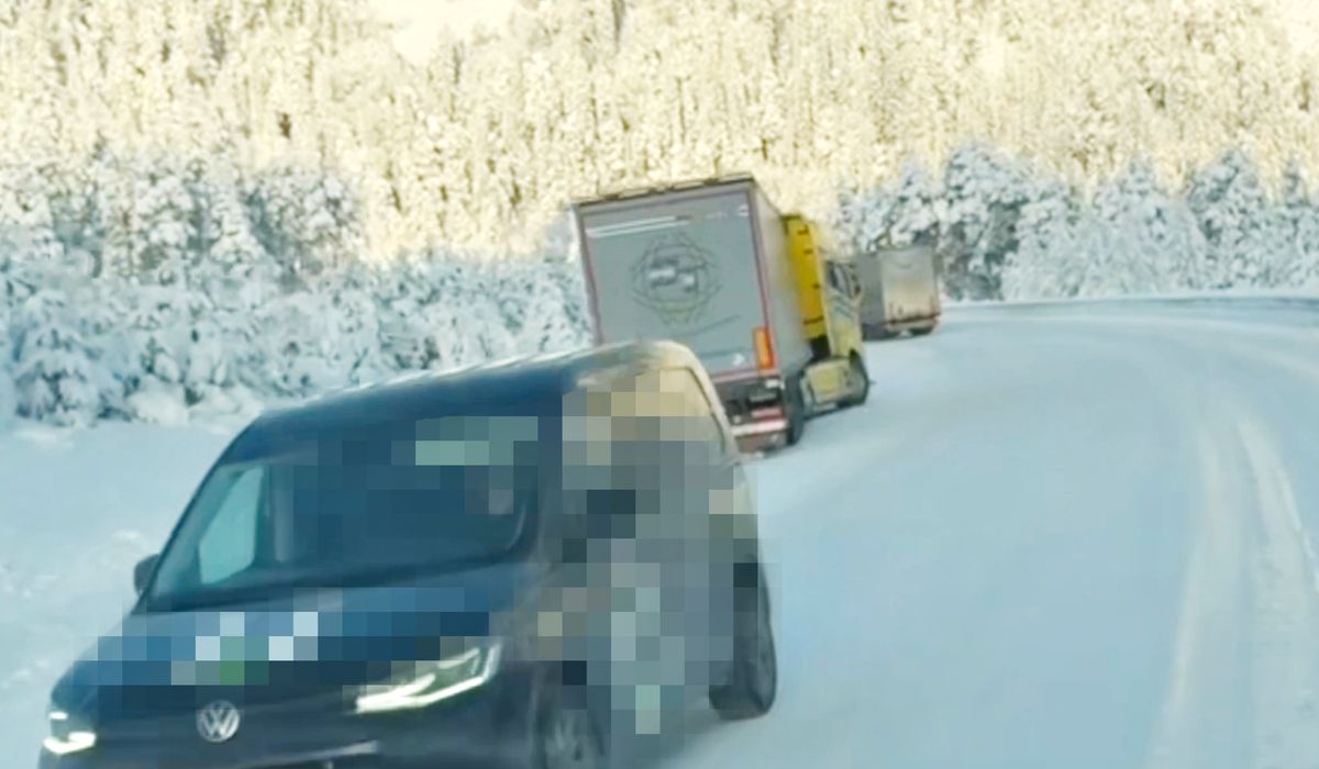 Her kan det gå galt: To vogntog står mot kjøreretningen i isglatt bakke - hitra-froya.no