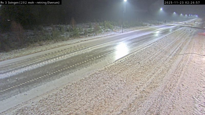 Riksvei 3 Svingen. Retning Elverum. Webkamera: Statens vegvesen