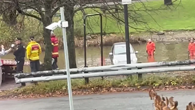 Bil havnet i elv - tok feil av gass og brems