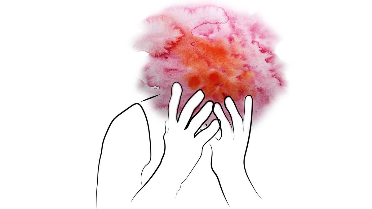 Tegna og mala illustrasjon av hodepine