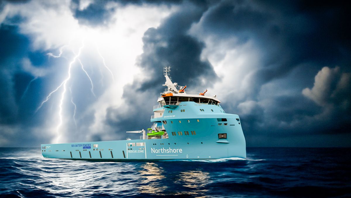 Slik illustrerer Northshore det batteridrevne forsyningsskipet.