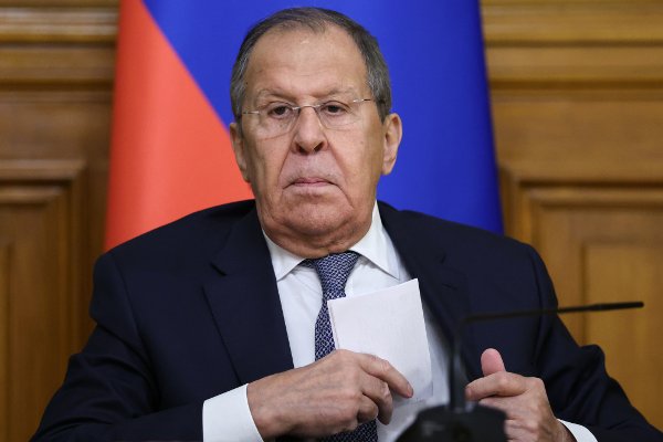 Russian Foreign Minister Sergey Lavrov attends a joint news conference with Kazakh Foreign Minister Yermek Kosherbayev following their talks at Zinaida Morozova's Mansion in Moscow, Russia, Wednesday, Oct. 22, 2025. (Ramil Sitdikov/Pool Photo via AP)