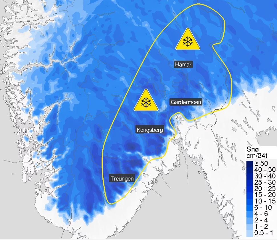 Været, Snø | Sender ut farevarsel om snø i morgen - Telemarksavisa
