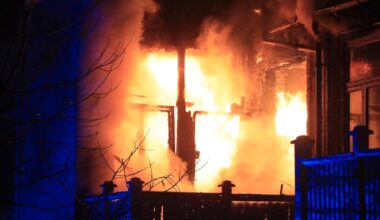 Bygård i Tønsberg sentrum i full fyr