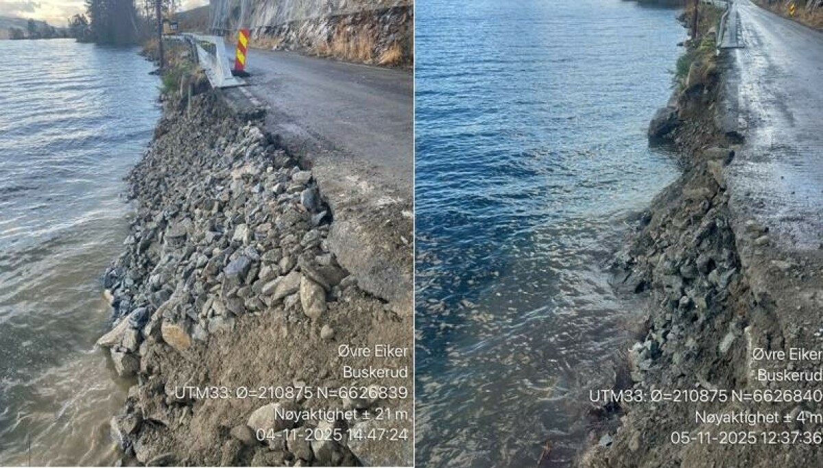 40 meter av veien skled ut - Dagbladet