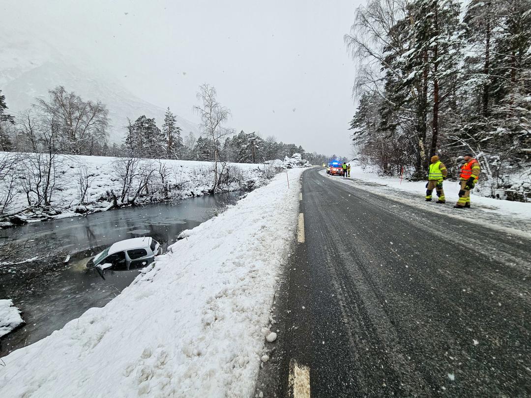 Havnet i vannet på glatt føre i Romsdalen