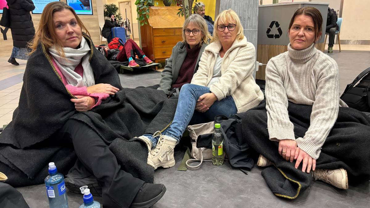 Denne gjengen sitter værfast på Bodø lufthavn