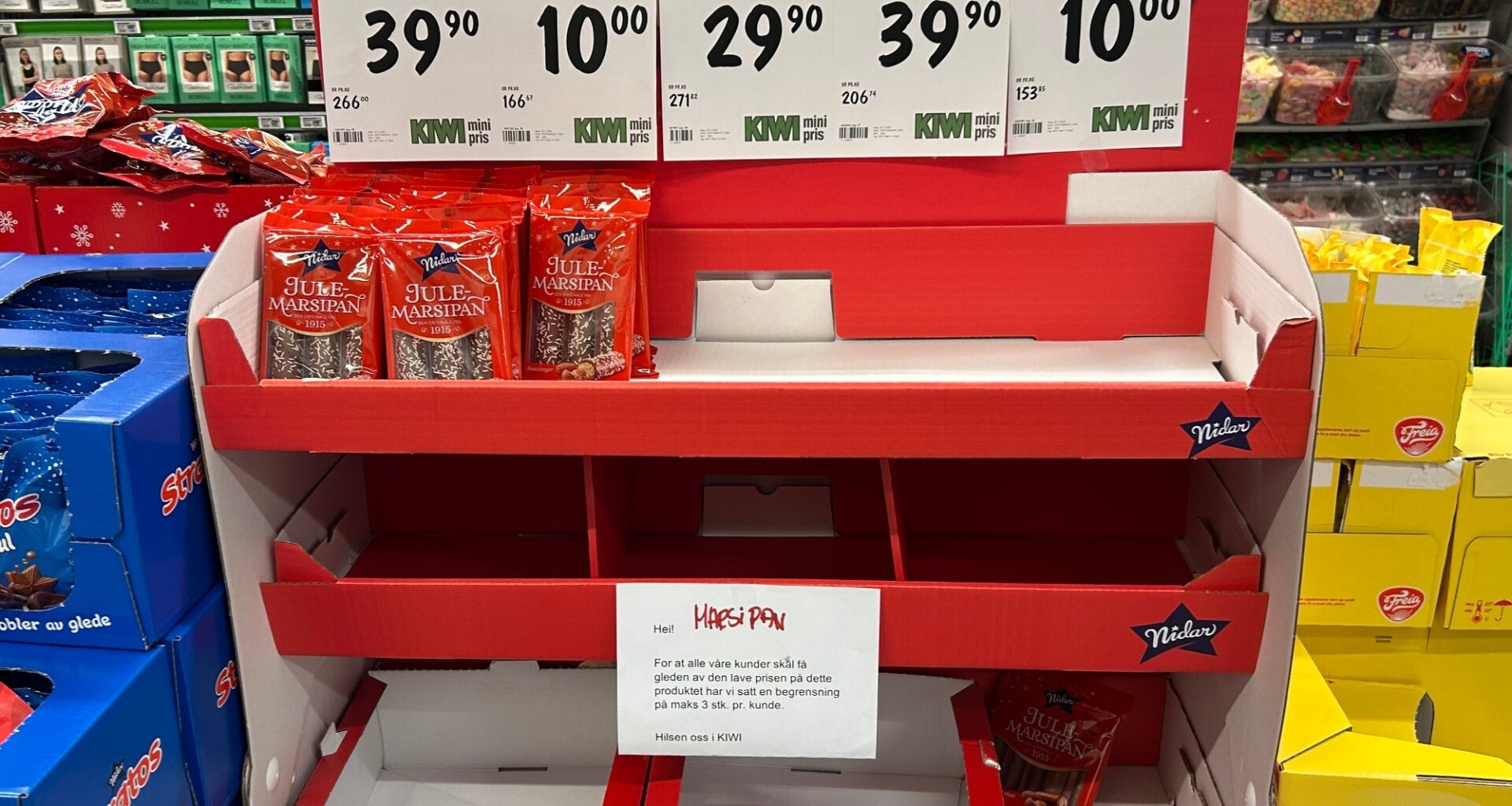 Nidar, Marsipan | Nidar: Nå er det helt tomt for de to marsipangrisene