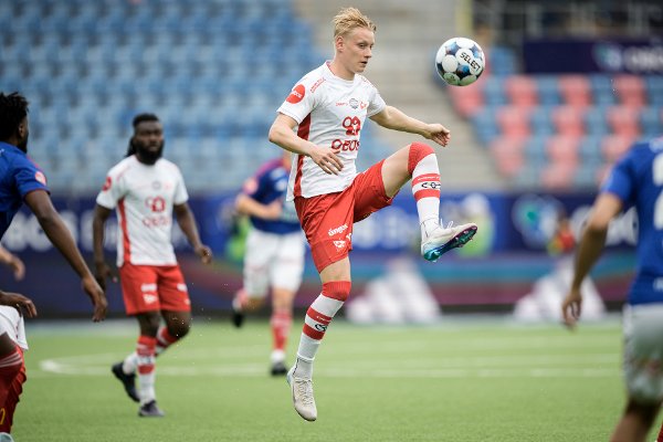 Oslo 20250705.
Fredrikstads Rocco Shein under eliteserien i fotball mellom Vålerenga og Fredrikstad på Intility Arena.
Foto: Stian Lysberg Solum / NTB