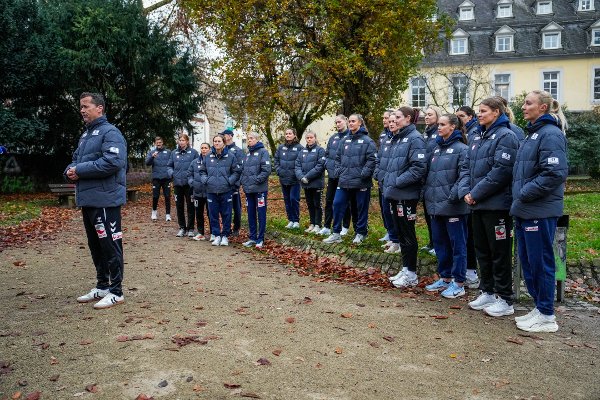 Trier, Tyskland 20251126. 
Trener Ole Gustav Gjekstad under et pressetreff med håndballjentene dagen før VM-kampen mot Sør-Korea i Trier.
Foto: Beate Oma Dahle / NTB