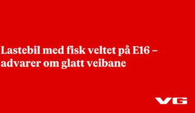 Lastebil med fisk veltet på E16 – glatt veibane