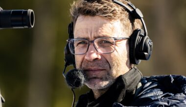 Ole Einar Bjørndalen ahead of women's 10 km pursuit during the IBU Biathlon World Championships on February 16, 2025 in Lenzerheide.