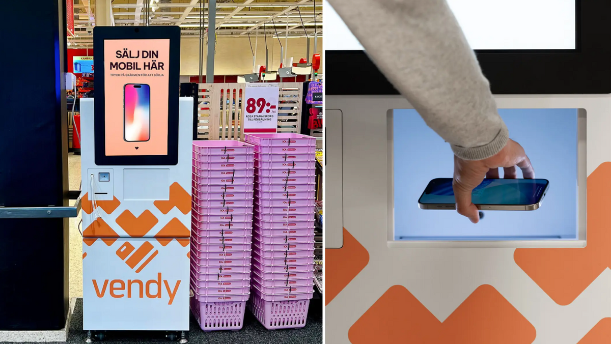 Her kan du pante mobiltelefonen din i en svensk Ica-butikk. Selskapet har ambisjoner om å etablere seg i Norge.