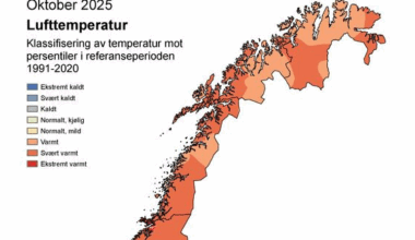 Klimaendringer, Menneskeskapte klimaendringer | Nok en gang settes det varmerekorder flere steder i Rana. – Høsten har forskjøvet seg. Den begynner og slutter senere