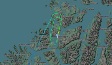 Kart over hvor et fly går.