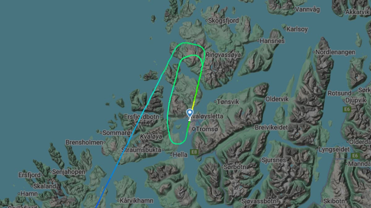 Kart over hvor et fly går.