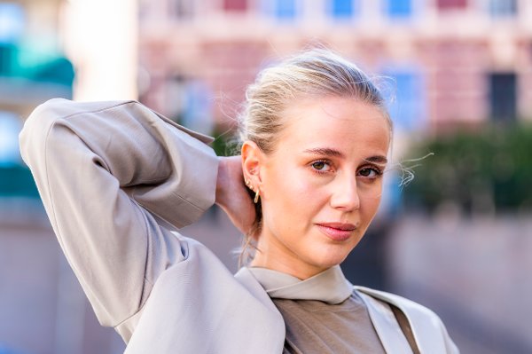 Oslo 20220422. 
Portretter av influencer Anniken Jørgensen, kjent som Annijor på sosiale medier, på Bislett i Oslo.
Foto: Håkon Mosvold Larsen / NTB