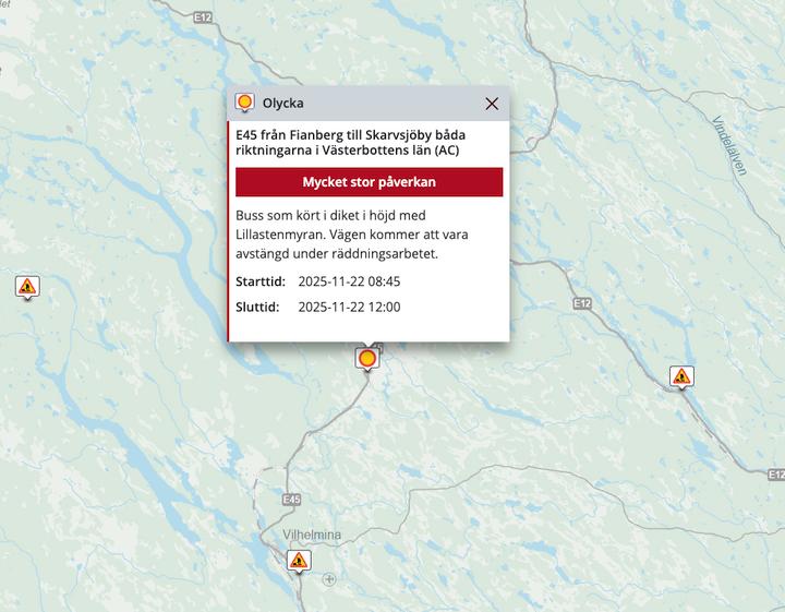 Alvorlig buss-ulykke i Sverige